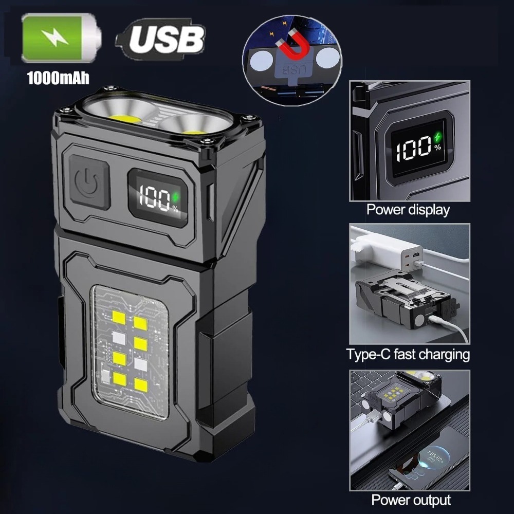 Keychain Flashlight - 180 ° Поворотный светодиодный фонарик с